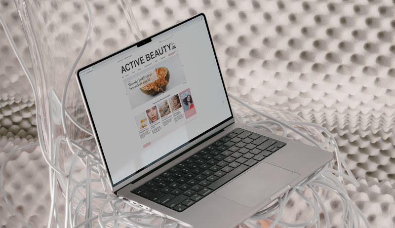 Screenshot der Startseite von activebeauty.at, Text, Design, Konzept und Programmierung von Customize mediahouse GmbH